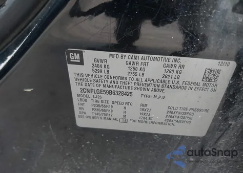 2011 Chevrolet Equinox Ltz z USA, uszkodzony, nr VIN 2CNFLGE59B6328425